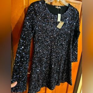 NWT$148 dress small GAP sequin dress blue navy cocktail party petite